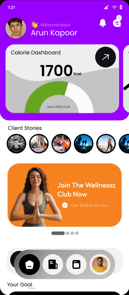 FitNo-D App Dashboard Screen